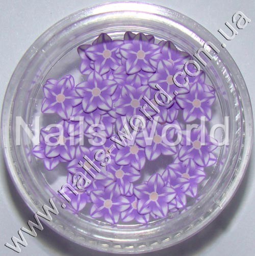 Fimo flowers Star Purple White, 50 pcs.