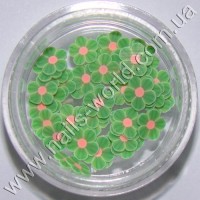 Fimo flowers Flowers Green (green-pink), 50 pcs.