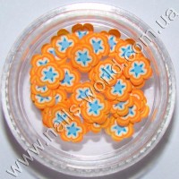 Фимо цветы Flowers Orange Blue (оранжево-голубой), 50 шт.