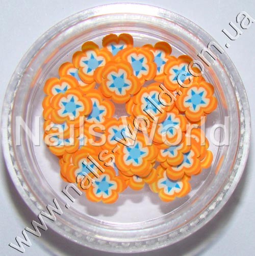 Фимо цветы Flowers Orange Blue (оранжево-голубой), 50 шт.
