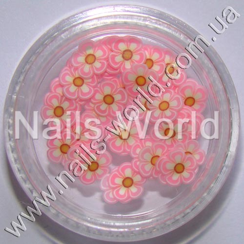 Fimo flowers Flowers White Pink, 50 pcs.