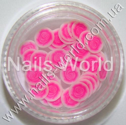 Fimo flowers Rose Pink, 50 pcs.