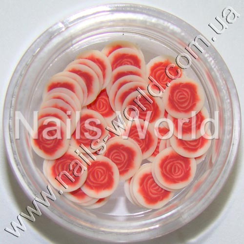 Fimo flowers Rose Red, 50 pcs.