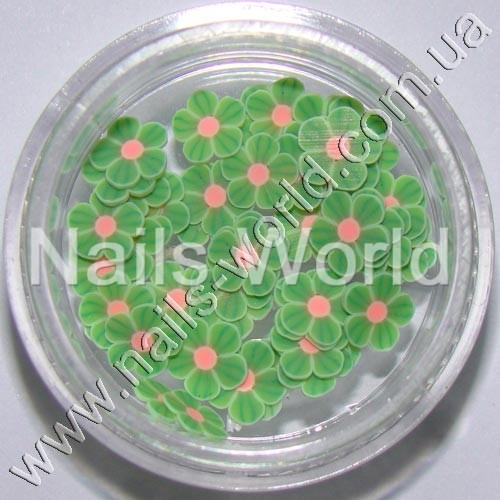 Fimo flowers Flowers Green (green-pink), 50 pcs.
