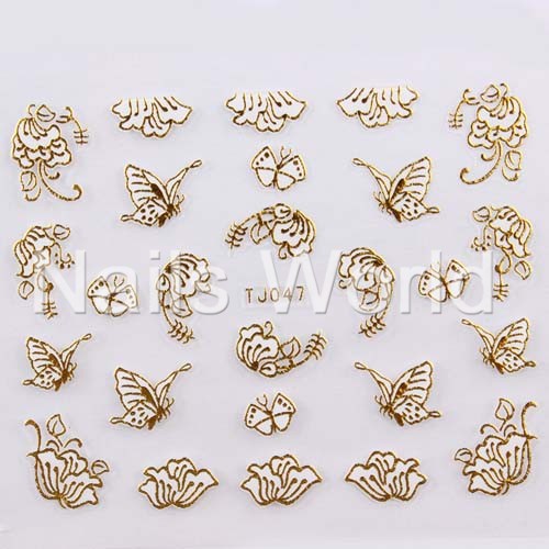 Наклейки бело-золотые №047