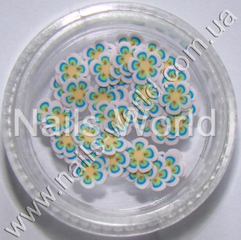 Фимо цветы Flowers White Blue Yellow, 50 шт. 