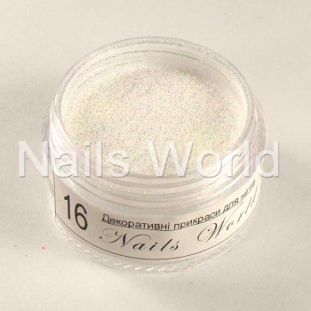 Глиттер &quot;Nails World&quot; №016 белый с золотом