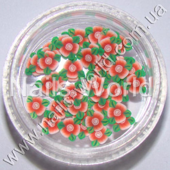 Фимо цветы Flowers with leaf-Red, 50 шт. 