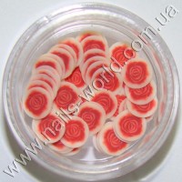 Fimo flowers Rose Red, 50 pcs.